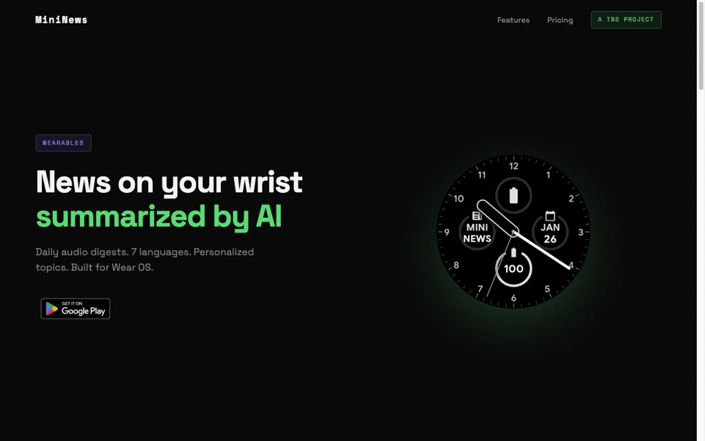 MiniNews website preview